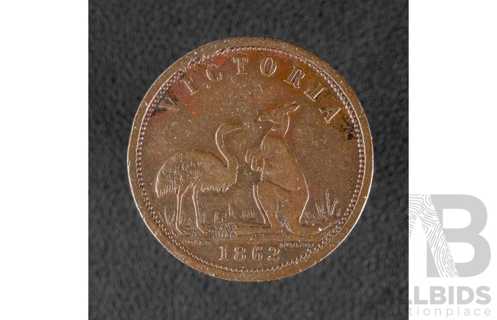 Australian 1862 A.C Hodgson Outfitter One Penny Token  13 Lonsdale St West Melbourne