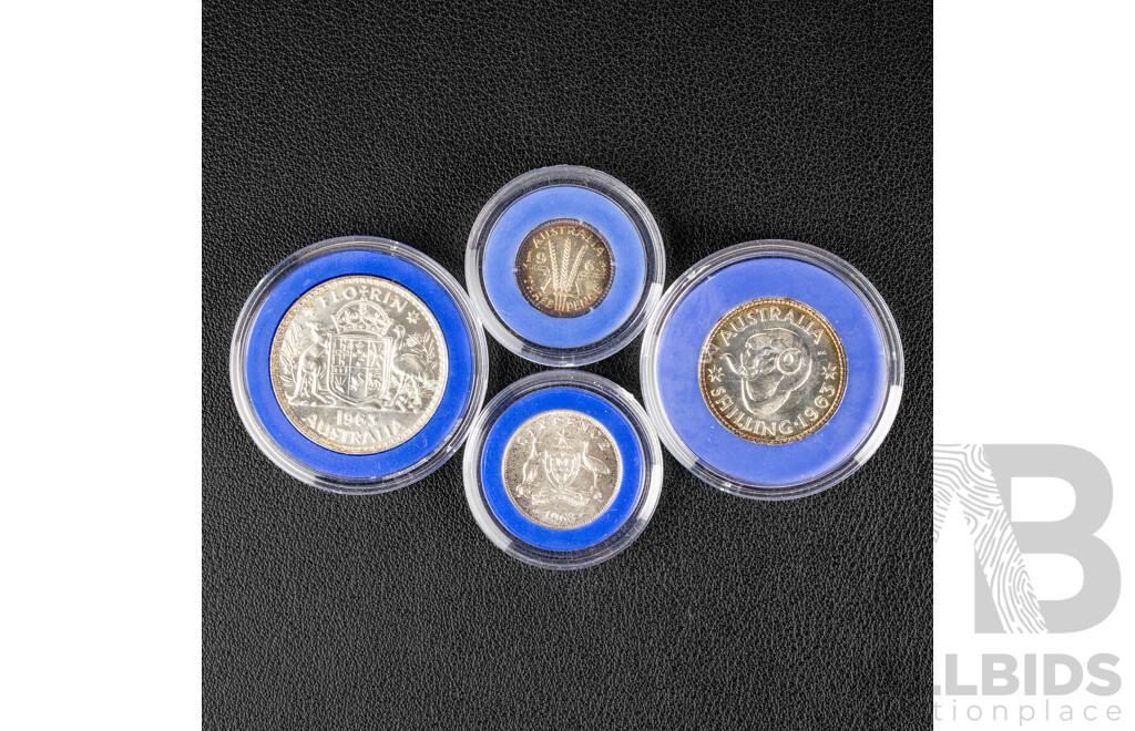 Australian Melbourne Mint 1963 Four Silver Proof Coin Set .500