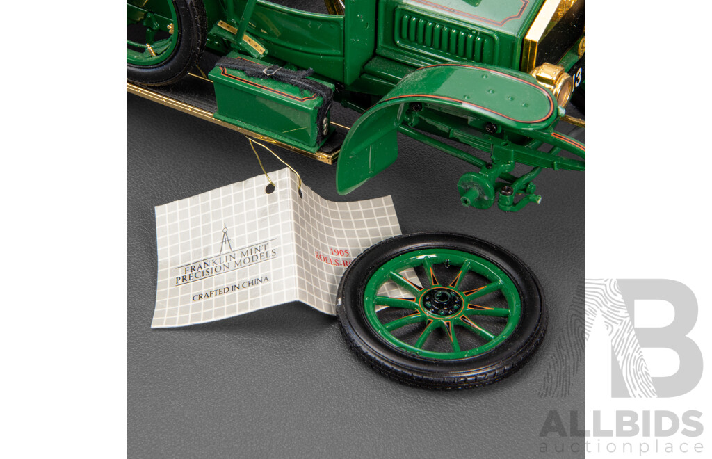 Five Franklin Mint Diecast Classic Cars Including 1913 Ford Model T, 1907 Rolls Royce Silver Ghost, 1911 Rolls Royce Tourer, 1905 Rolls Royce Open Top, 1904 Mercedes Simplex