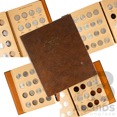 Australian Dansco Florin Album, Partially Filled, Examples Spanning 1938 to 1963, UNC and High Grades
