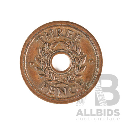 Australian 1939-1945 World War Two Internment Camp Threepence Coin, Type A