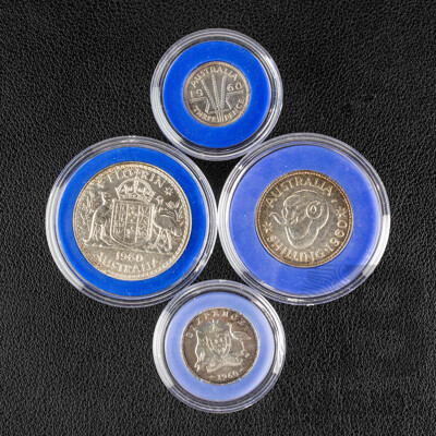 Australian Melbourne Mint 1960 Four Silver Proof Coin Set  .500