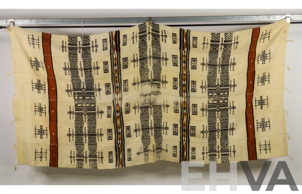 Absolutely Wonderful Antique Hand Woven & Stitched African Fulani (Khasa) Sheep's Wool & Cotton Blanket, 243 x 123 cm (approx)