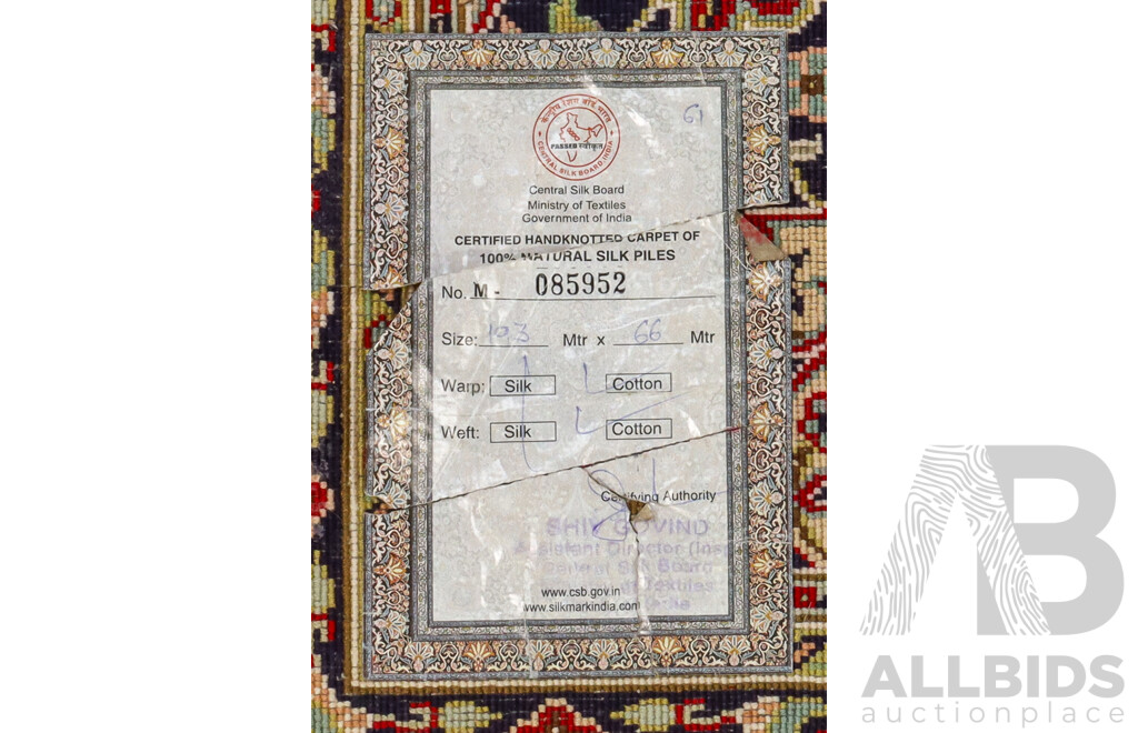 Hand Knotted Persian Silk Rug