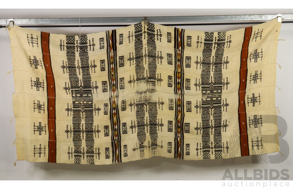 Absolutely Wonderful Antique Hand Woven & Stitched African Fulani (Khasa) Sheep's Wool & Cotton Blanket, 243 x 123 cm (approx)