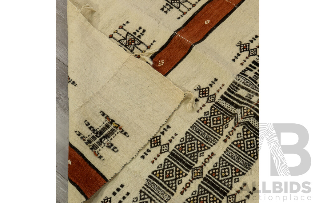 Absolutely Wonderful Antique Hand Woven & Stitched African Fulani (Khasa) Sheep's Wool & Cotton Blanket, 243 x 123 cm (approx)