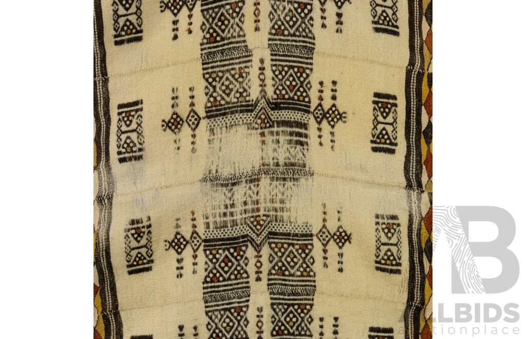Absolutely Wonderful Antique Hand Woven & Stitched African Fulani (Khasa) Sheep's Wool & Cotton Blanket, 243 x 123 cm (approx)