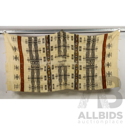 Absolutely Wonderful Antique Hand Woven & Stitched African Fulani (Khasa) Sheep's Wool & Cotton Blanket, 243 x 123 cm (approx)