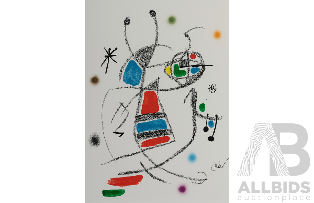 Joan Miro,  (20th Century, Spanish 1893-1983), 'Maravillas (Wonders) XVII' 1975, Colour Lithograph, Edition of 1500 (un-numbered), Signed in Stone, 48.5 x 34.5 cm (sight) 49.5 x 35.5 cm (sheet), 69 x 55 cm (frame)