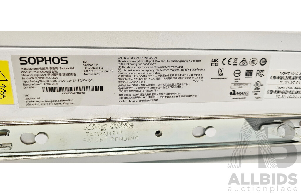 Sophos XGS 5500 Network Security/Firewall Appliance