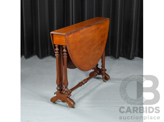 Victorian Oak Drop Side Table