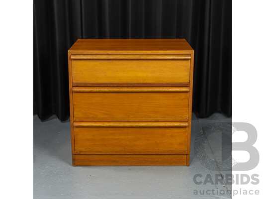 Teak Veneered Chest of Three Drawers