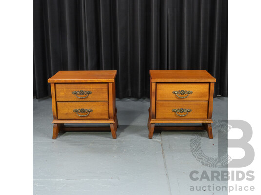 Pair of Vintage Oak Two Drawer Bedside Chests by Davis Furniture