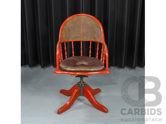 Early Rattan Back Captains Chair