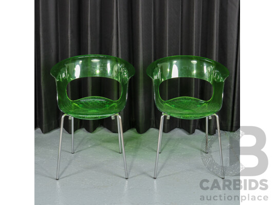 Pair of Green Lucite 'Miss B' Tub Chairs for SCAB Furniture, Italy