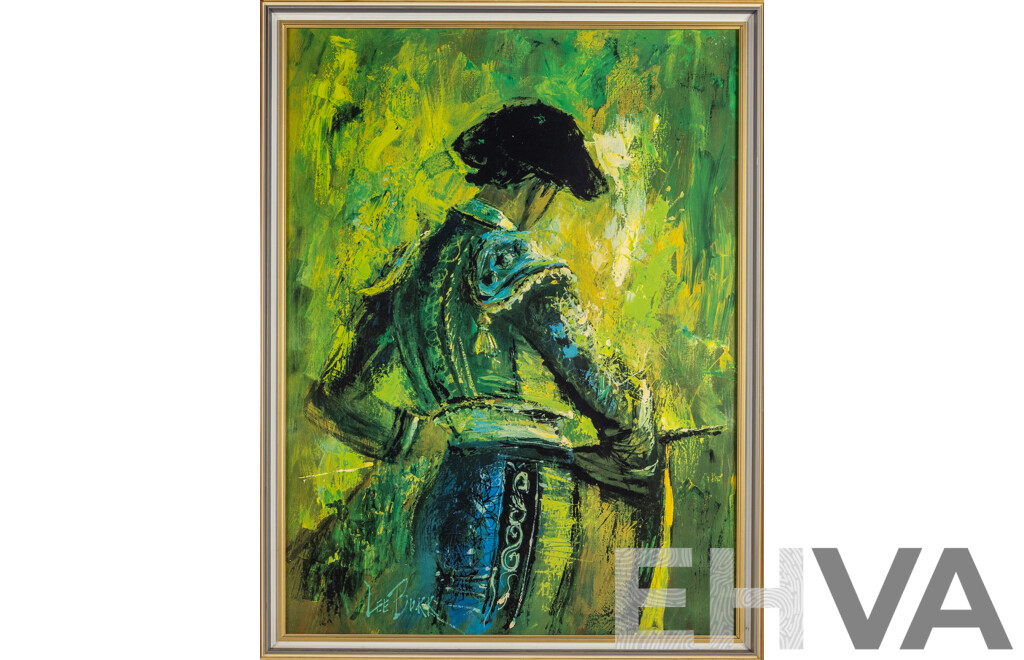 Lee Burr, (20th Century, American, 1937-2017), Green Matador, Reproduction Colour Print Backed on Board After Original, 109 x 83 cm (frame)
