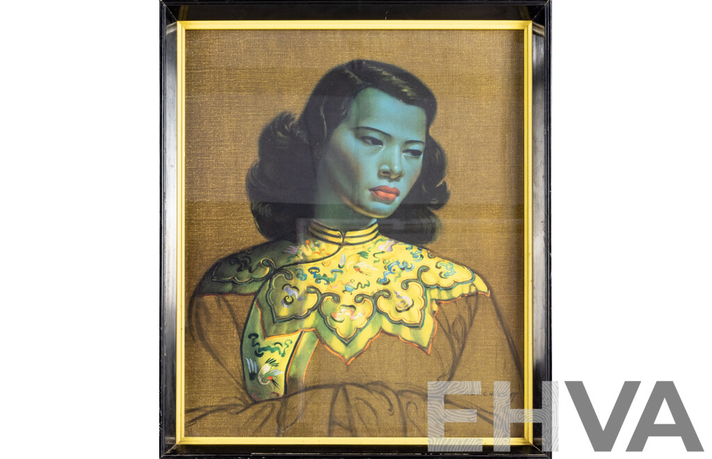 Vladimir Tretchikoff, (20th Century, Russian-South African, 1913-2006), Chinese Girl [aka the Green Lady], Wonderful 1960s Retro Print