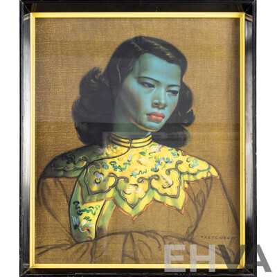 Vladimir Tretchikoff, (20th Century, Russian-South African, 1913-2006), Chinese Girl [aka the Green Lady], Wonderful 1960s Retro Print