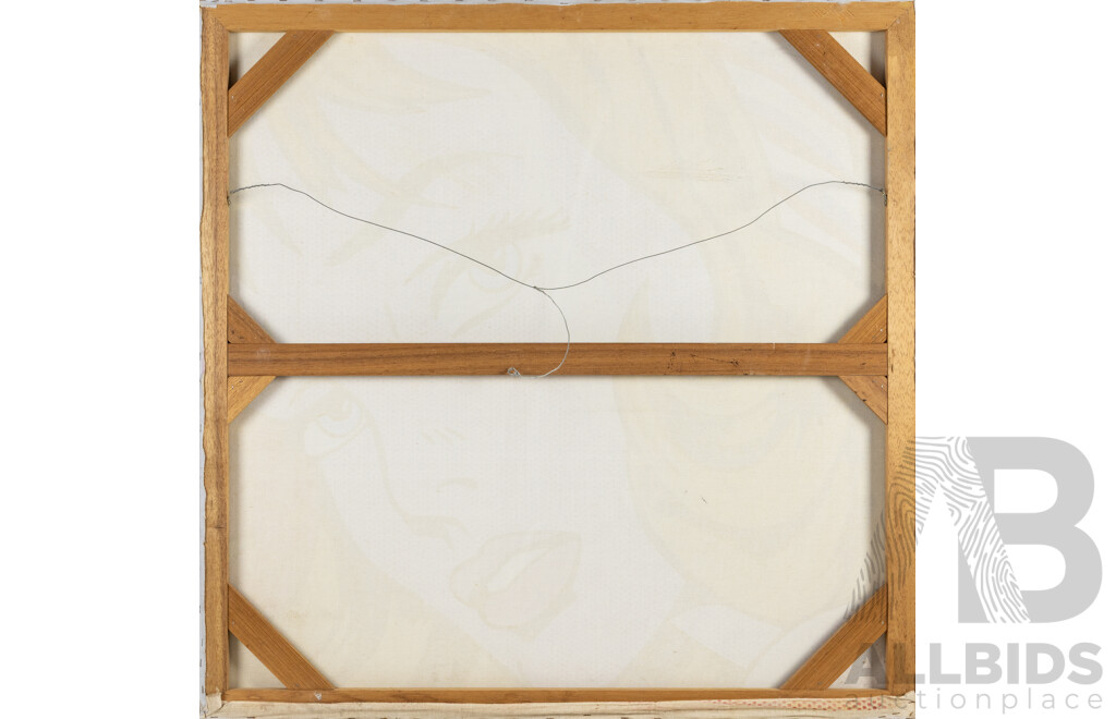 After Roy Lichtenstein, (20th Century, American, 1923-1997), Girl with Hair Ribbon, Reproduction Colour Offset Print on Canvas After 1965 Original, 100 x 100 cm