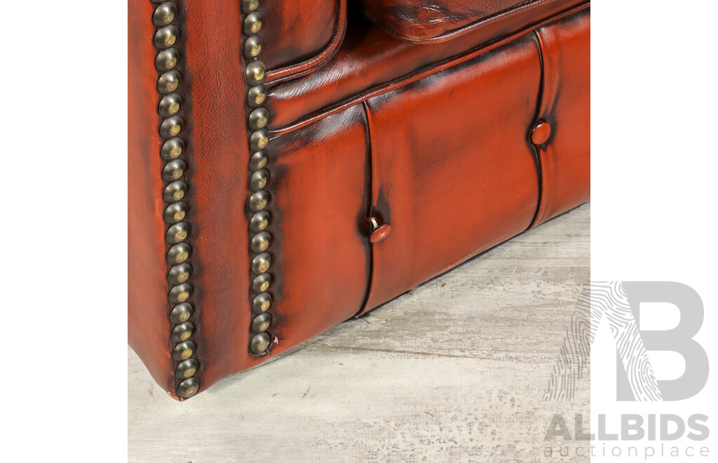 Good Pair of Moran Ox Blood Two Seater Chesterfield Lounges