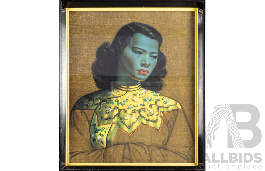 Vladimir Tretchikoff, (20th Century, Russian-South African, 1913-2006), Chinese Girl [aka the Green Lady], Wonderful 1960s Retro Print