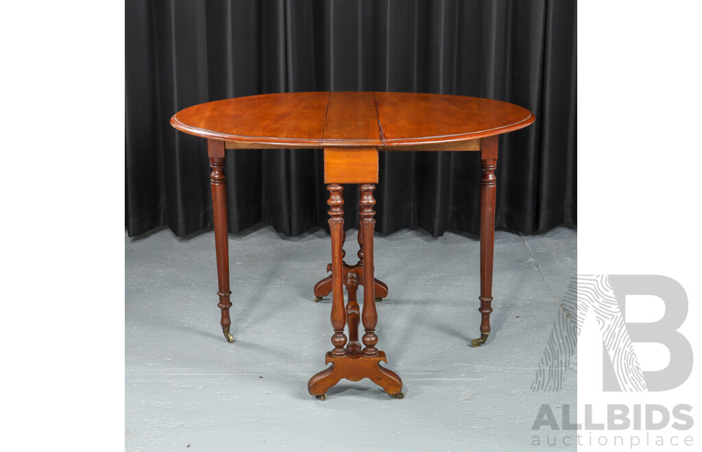 Victorian Oak Drop Side Table