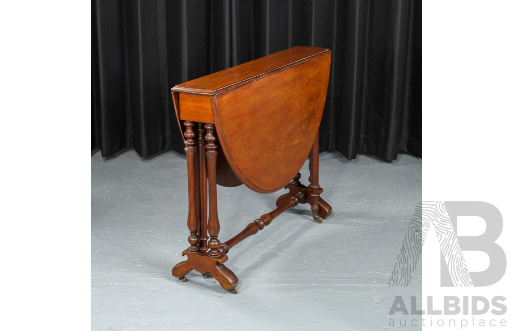 Victorian Oak Drop Side Table