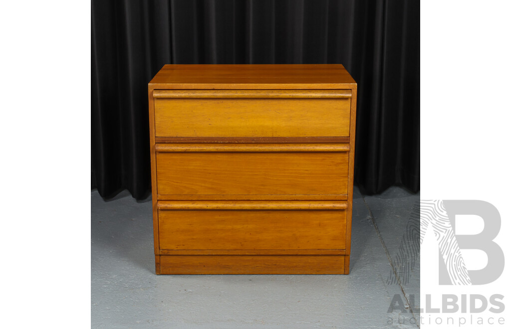 Teak Veneered Chest of Three Drawers