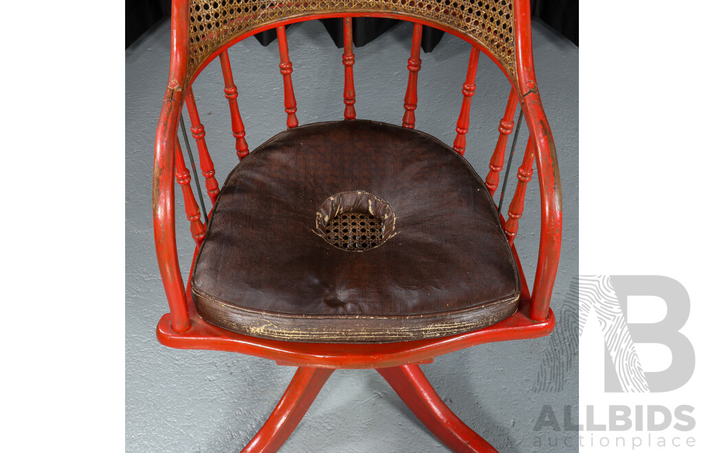 Early Rattan Back Captains Chair