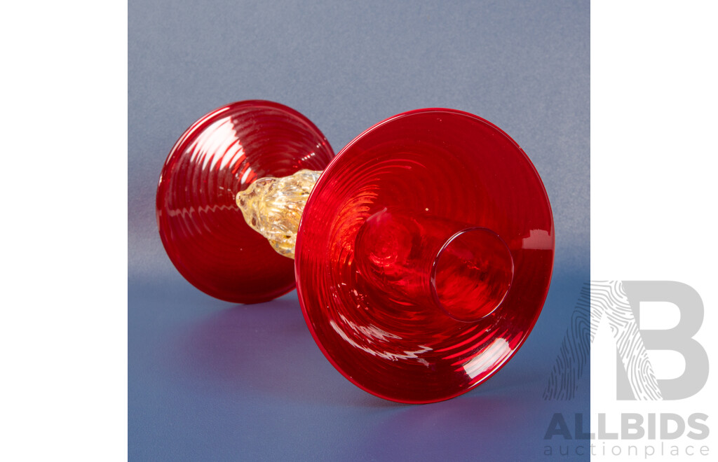 Pair of Murano Glass Dragon Fish Form Candle Sticks