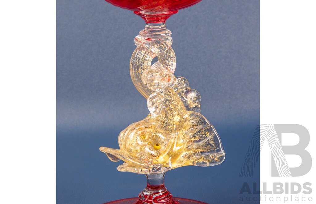 Pair of Murano Glass Dragon Fish Form Candle Sticks