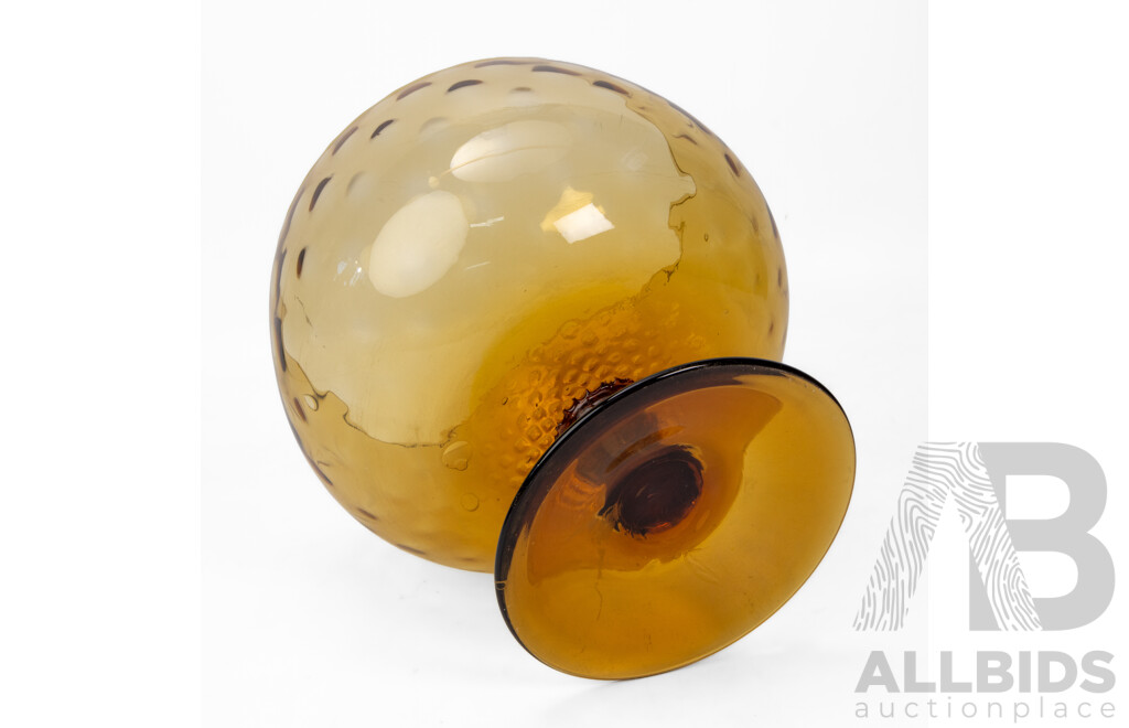 Oversized Amber Glass Brandy Balloon Form Vase