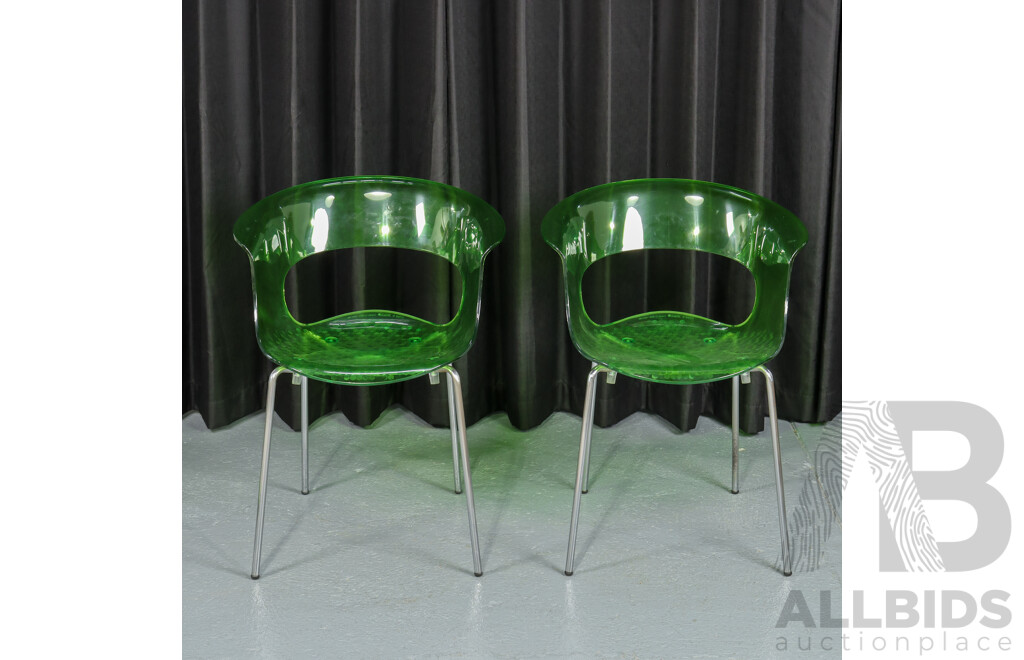 Pair of Green Lucite 'Miss B' Tub Chairs for SCAB Furniture, Italy