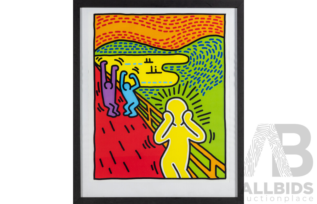 (After) Keith Haring (20th Century, American, 1958-1990), Scream Parody, Contemporary Digital Illustration Inspired by Haring, 65H x 55W cm (frame)
