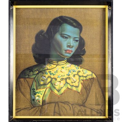 Vladimir Tretchikoff, (20th Century, Russian-South African, 1913-2006), Chinese Girl [aka the Green Lady], Wonderful 1960s Retro Print