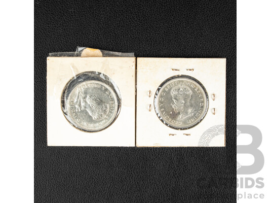Two Australian 1927 KGV Silver Florins, Commemorative Parliament House .925