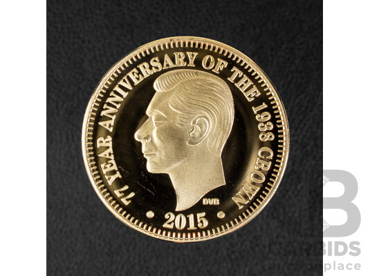 Australian 2015 Gold Tone Coin, Seventy Seven Year Anniversary of the 1938 Crown