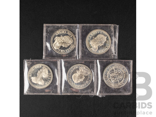 Five Great Britain Silver Re Strike Crowns