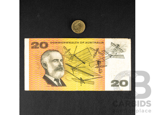 Australian 1968 Twenty Dollar Note, R403 Phillips/Randall, XDN 452386 and 2013 Two Dollar Coin, 60th Anniversary QE2 Coronation
