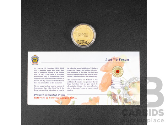 Australian Red Metal Bullion Red Poppy Copper Medallion