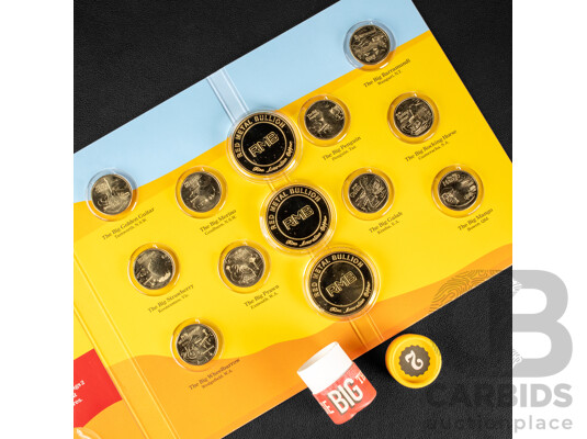 Australian 2025 Aussie Big Things Two, Complete One Dollar Coin Set Three Australian Red Metal Bullion One Ounce Copper Coins, Red Poppy Remembrance, Lest We Forget