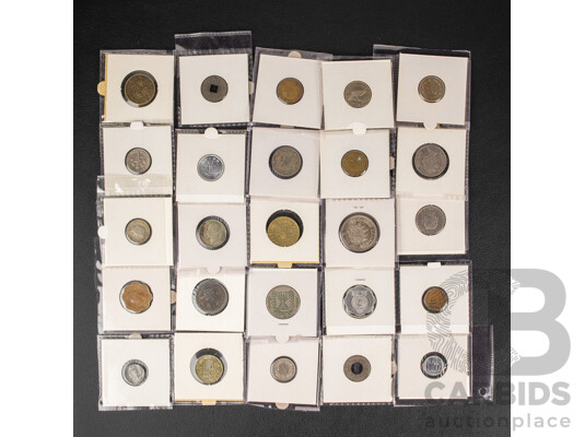 Collection of Antique and Vintage International Coins Including Switzerland, Thailand, Australia, USA, France, Danmark, India and More