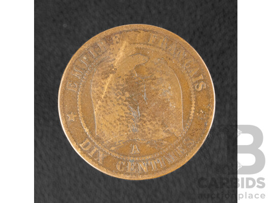 France 1863 Napoleon III Ten Centimes, Pears Soap Counter Stamp