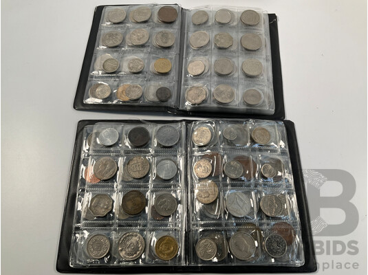 Three Albums of Vintage International Coins Including Australia, United Kingdom, New Zealand, Bolivia, Thailand, France, India and More