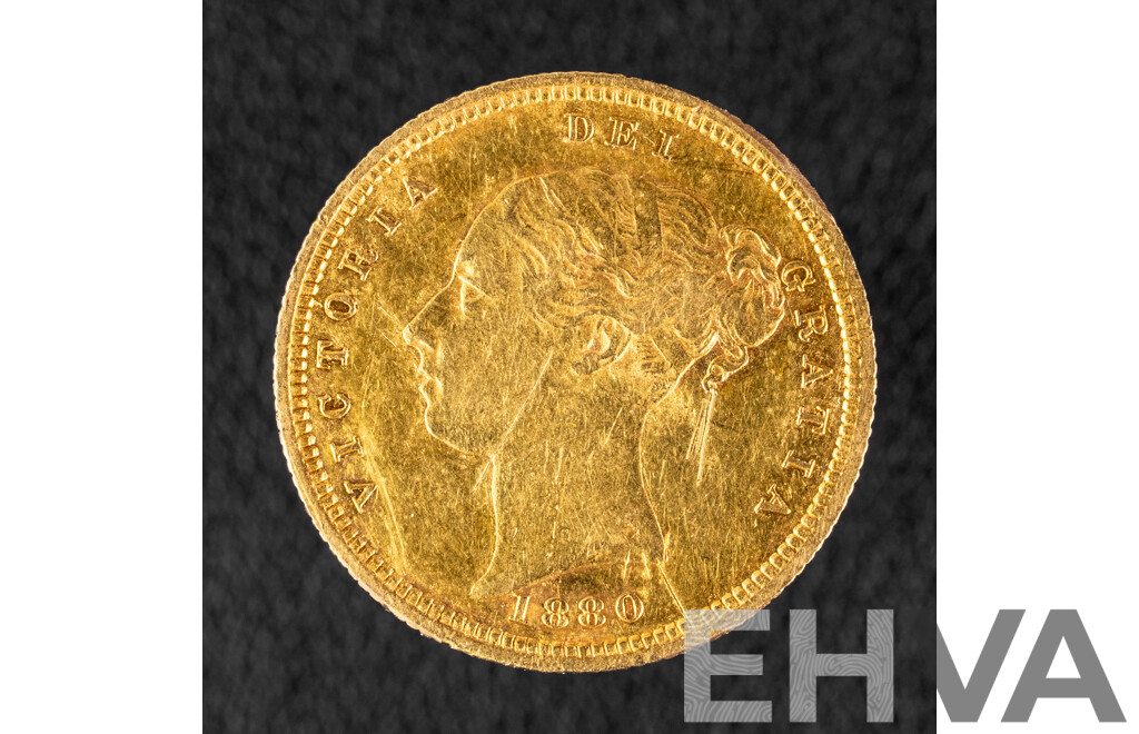 Australian 1880 QV Gold Half Sovereign, Sydney Mint .917