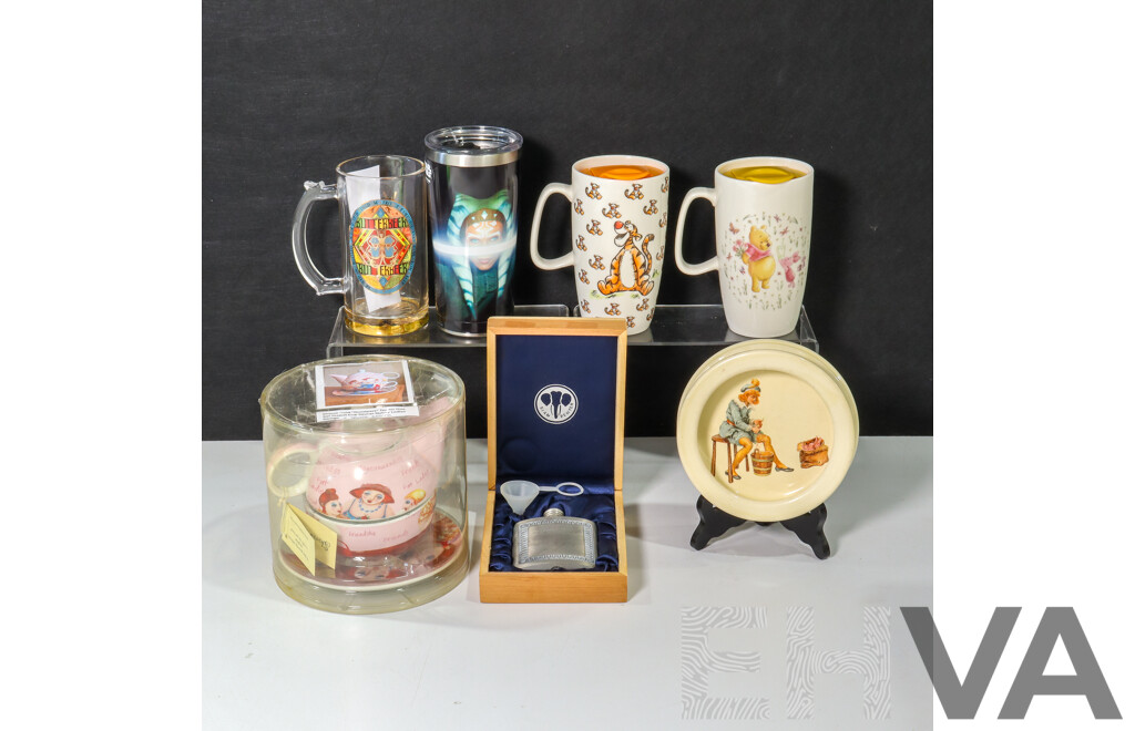 Vintage Royal Doulton Bowl, Woman Peeling Potatoes D5187, Sharon Dold Tea for One 'Gossipers'' Harry Potter Beer Mug, Winnie the Pooh Sipper Cups, Siam Pewter Hip Flask, Star Wars Thermos