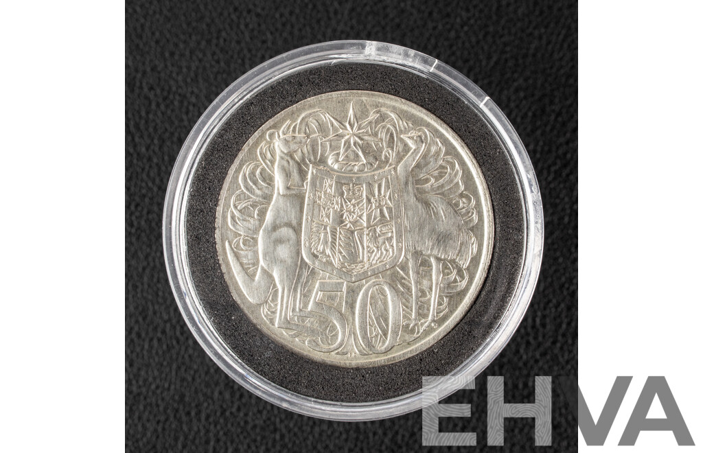Australian 1966 Round Silver Fifty Cent Coin .800