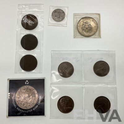 Three Australian KGV Pennies Including 1911, 1912, 1920 Four High Grade Twenty Cents, 1966, 1967, 1970, 1973, United Kingdom 1977 Jubilee Crown, 1980 Queen Mother Crown, Austria 1947 One Shilling