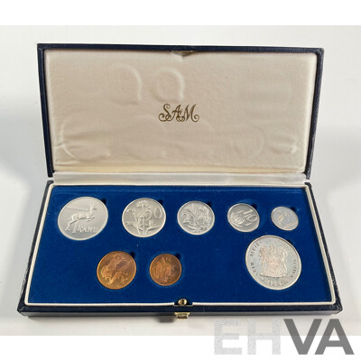South Africa 1984 Eight Proof Coin Set, Including Silver One Rand Coin .800