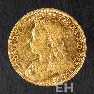 Australian 1894 QV Gold Sovereign, Sydney Mint .917